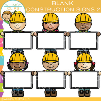 Preview of Construction Kids Blank Signs Builders Clip Art - Set Two