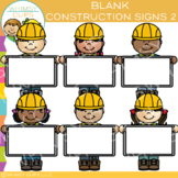 Construction Kids Blank Signs Builders Clip Art - Set Two