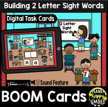 Preview of Building 2 Letter Sight Words BOOM Cards:  School Theme