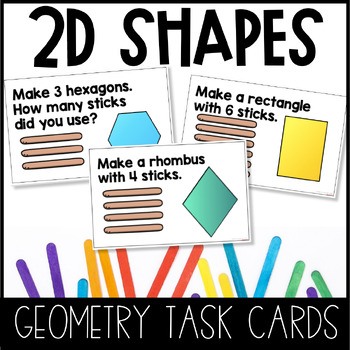 Preview of 2D Shapes Task Cards | Hands-on geometry Activity