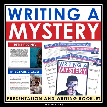 Preview of Writing a Mystery Story - Narrative Writing Presentation and Graphic Organizers