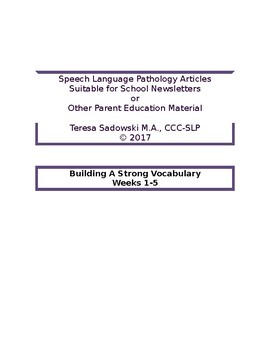 Preview of The School Newsletter: 10 tips to building a strong vocabulary
