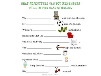 adjectives worksheet speech therapy