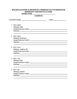 Preview of Building Anatomy & Physiology Terminology LESSON 16