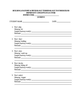 Preview of Building Anatomy & Physiology Terminology  LESSON 3