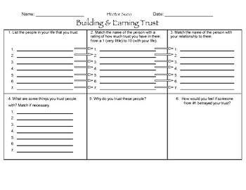 Preview of Building And Earning Trust Worksheet