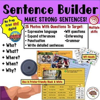Preview of Building And Expanding Sentences  (PDF & Digital BOOM Cards)