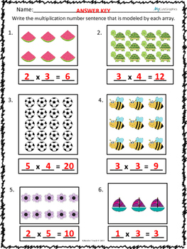 building arrays and writing multiplication number sentences by a