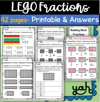 Preview of LEGO Fractions Review Activity Printable math testing SBAC fraction practice
