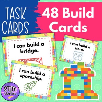 Preview of Building Block Task Cards for STEM Education || Print and digital