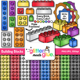 Building Blocks Clipart & Digital Paper: 166 Rainbow Glitt