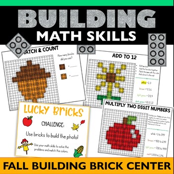 Preview of Fall Math Activities Adding Multiplication Dice Games Bricks LEGO Centers