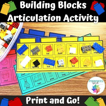 Preview of Building Blocks Printable Articulation Activity Print and Go Speech Therapy