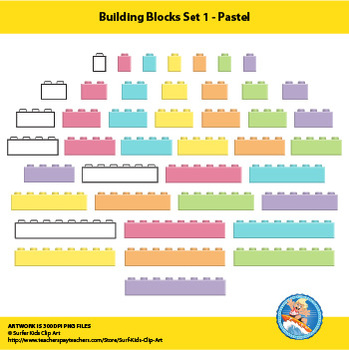 Preview of Building Blocks Set 1 - Pastel for distance learning presentations and classroom