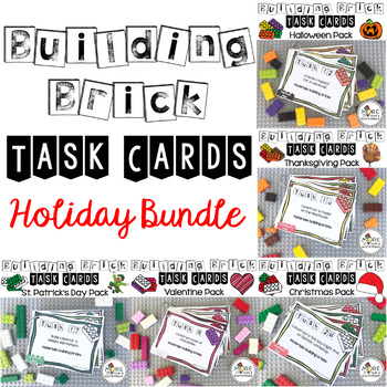 Preview of Building Brick Task Cards Holiday Bundle