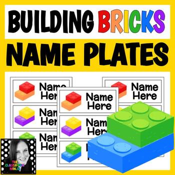 Preview of Building Bricks Classroom Decor EDITABLE Name Plates