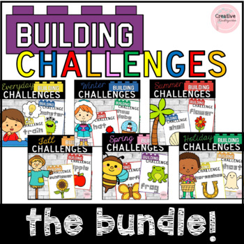 Preview of Building Challenges STEM Task Cards for Kindergarten Bundle