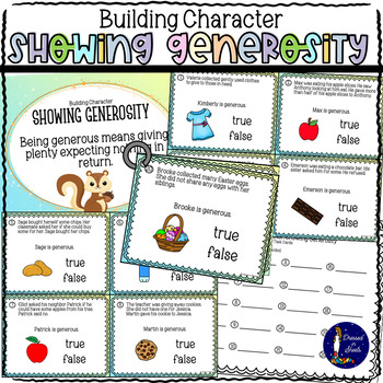 Preview of Building Character: Showing Generosity Task Cards