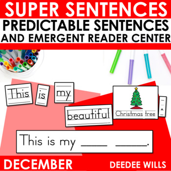 Preview of Building Christmas Sentences Center with Predictable Simple Sentences December