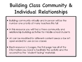 Building Class Community and Individual Relationships