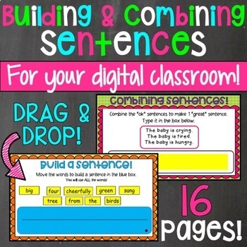 Preview of Building Combining Sentences Compatible with Google Classroom Digital Writing 