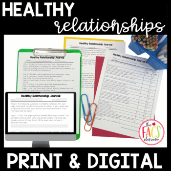 Preview of Life Skills Building Healthy Family Relationships Journal |  Child Development