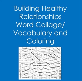 Preview of Building Healthy Relationships Word Collage (Coloring, Health, Life Skills)