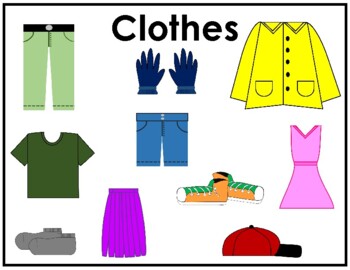 Building Language: Clothes (flash cards, poster, matching activity)