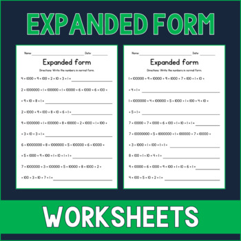 Preview of Building Large Numbers - Expanded Form - Place Value Worksheets - Test Prep