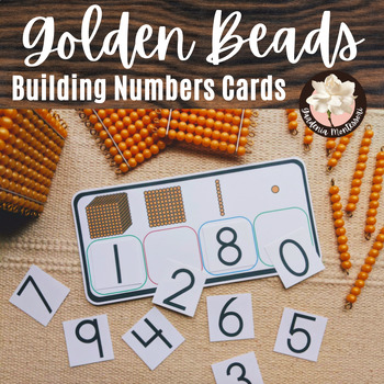 Preview of Building Numbers with Golden Beads Cards Black Numbers Distance Montessori