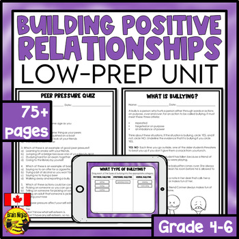 Preview of Positive Relationships Unit | Bullying | Friendship | Conflict Resolution