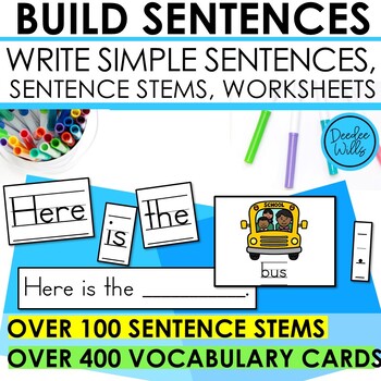 Preview of Building Sentences Center with Predictable Simple Sentences Year Long Centers