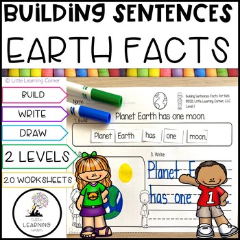 Preview of Building Sentences Earth Facts for Kids | Kindergarten First Grade Writing