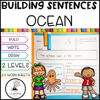 Preview of Building Sentences:  Ocean Animals | Kindergarten First Grade Writing Center
