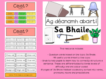 Preview of Building Sentences Pack- Sa Bhaile