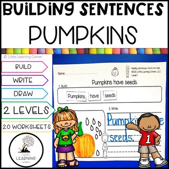 Preview of Building Sentences Pumpkin Facts | Kindergarten First Grade Writing Center