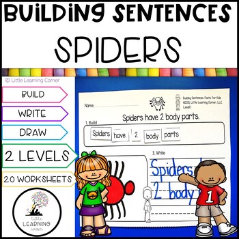 Preview of Building Sentences Spider Facts | Kindergarten First Grade Writing Center