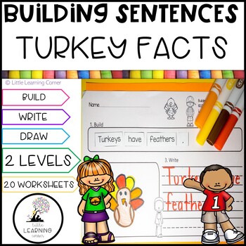 Preview of Building Sentences Turkey Facts for Kids | Kinder First Grade Writing Center
