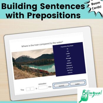 Preview of Building Sentences with Prepositions Digital Learning with Boom Cards