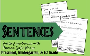 Preview of Building Sentences with Primer Sight Words (Preschool, Kindergarten, 1st grade)