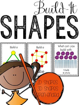 Preview of Building Shapes Task Cards | 2d and 3d Shapes STEM Activity