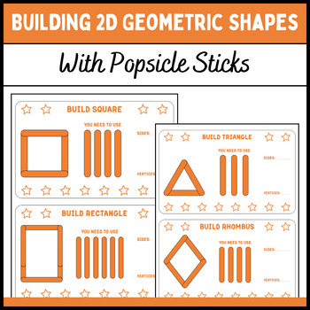 Preview of Building 2D Geometric Shapes With Popsicle Sticks, Activity Cards