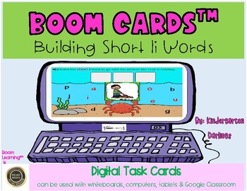 Preview of Building Short Ii Words Digital Boom Cards for Distance Learning - No Prep