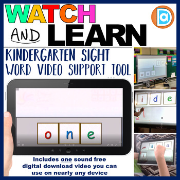 Preview of One | Watch & Learn Sight Words, Kindergarten Sight Word Support Resource