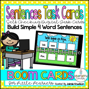 Preview of Building Simple Sentences / Digital Task Cards / Boom Cards