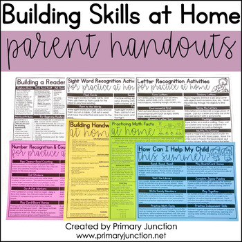 Preview of Building Skills at Home Parent Handouts (English & Spanish) Teacher Conferences