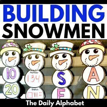 Preview of Building Snowmen: A Winter Math & Literacy Activity | Snowman Craft