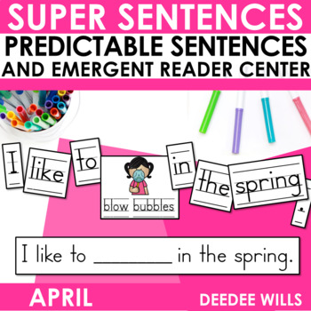 Preview of Spring Writing Activity Sentence Building & Sentence Writing w Worksheets April