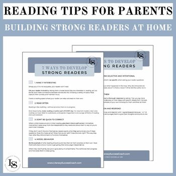 Preview of READING WITH INTENTION: Simple Tips for Building Strong Readers at Home