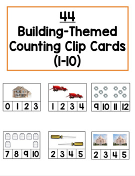 Preview of Building-Themed Counting Clip Cards: Creative Curriculum Buildings Study